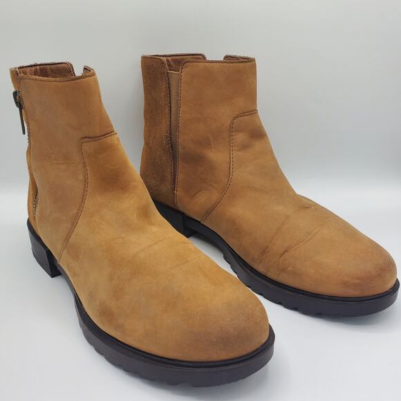 Sorel Emelie II Waterproof Chelsea Ankle Boot Taffy Leather Brown Size 11